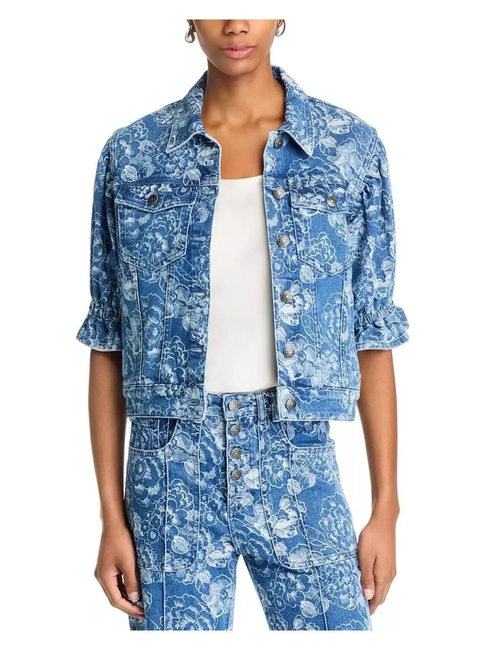 395$ Cinq a Sept Sketchbook Floral Sylvain Jacket Women's Size XS Blue